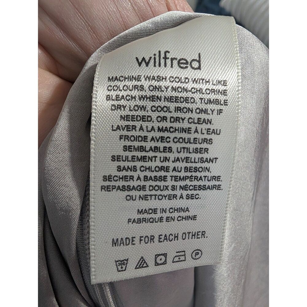 Aritzia Wilfred Elixir Satin Midi Slip Skirt Size 6 Silver Taupe Quiet Luxury - Picture 9 of 9